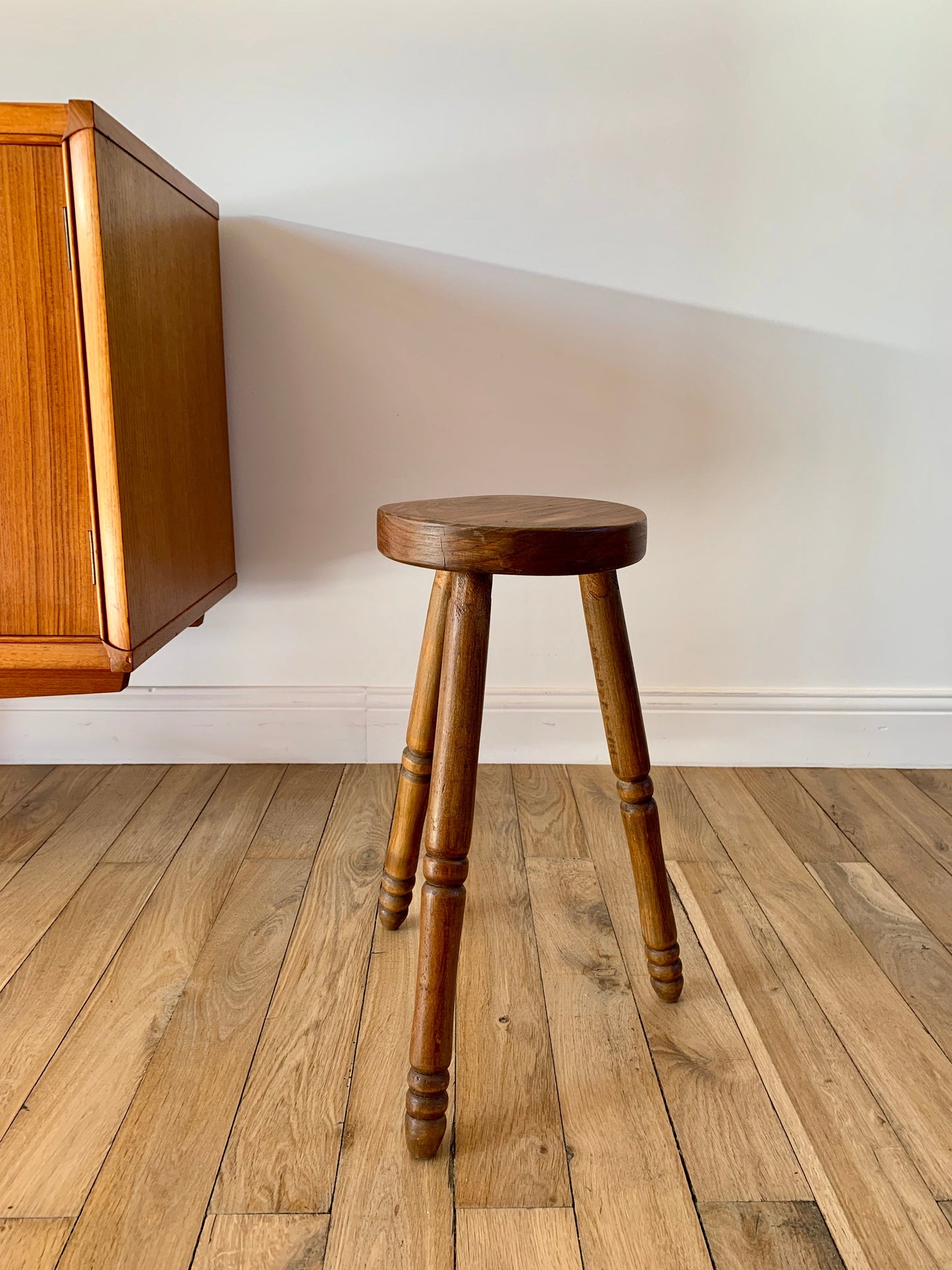 Tabouret bas en bois de hêtre effet bambou années 30-40