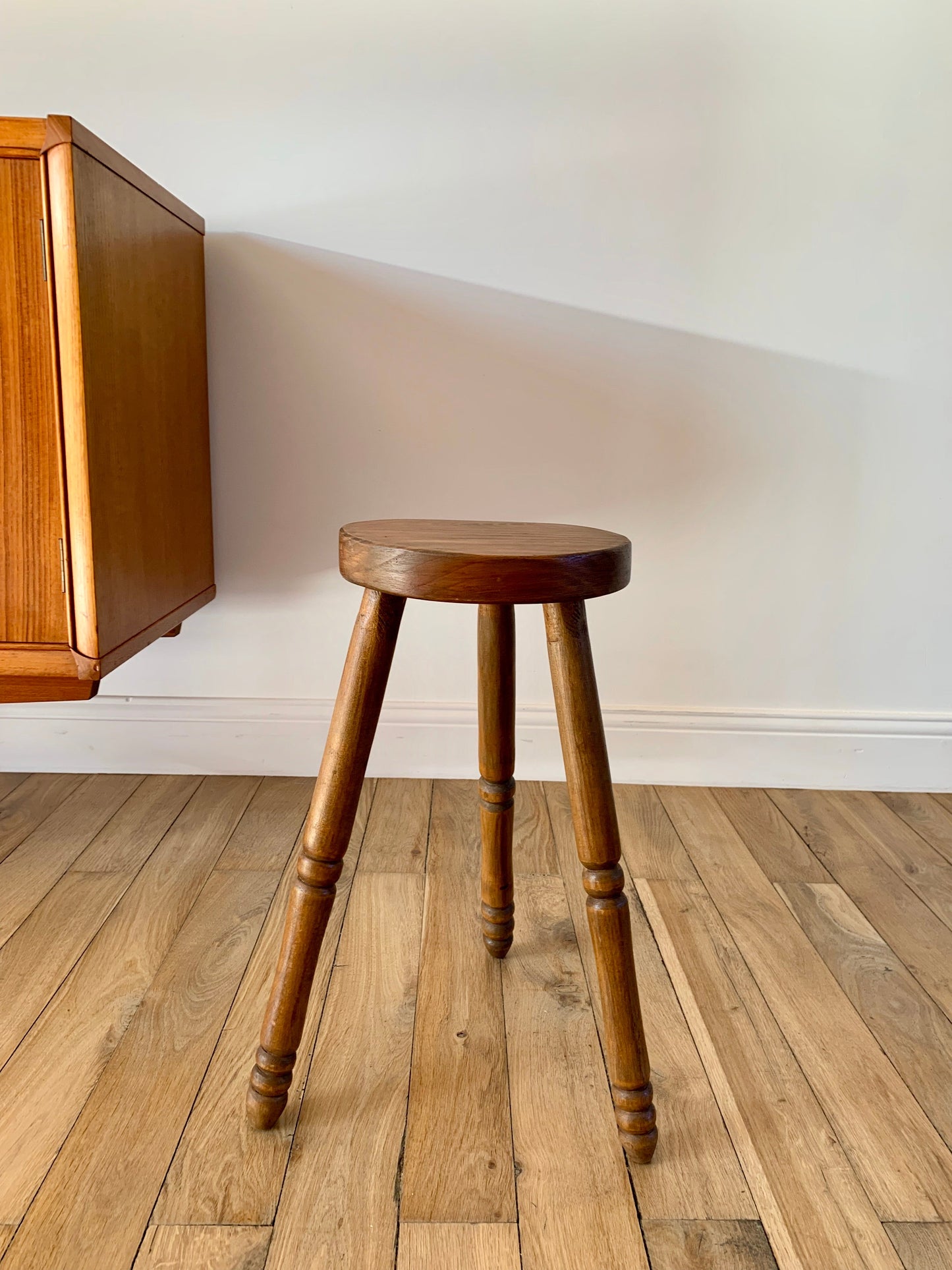 Tabouret bas en bois de hêtre effet bambou années 30-40