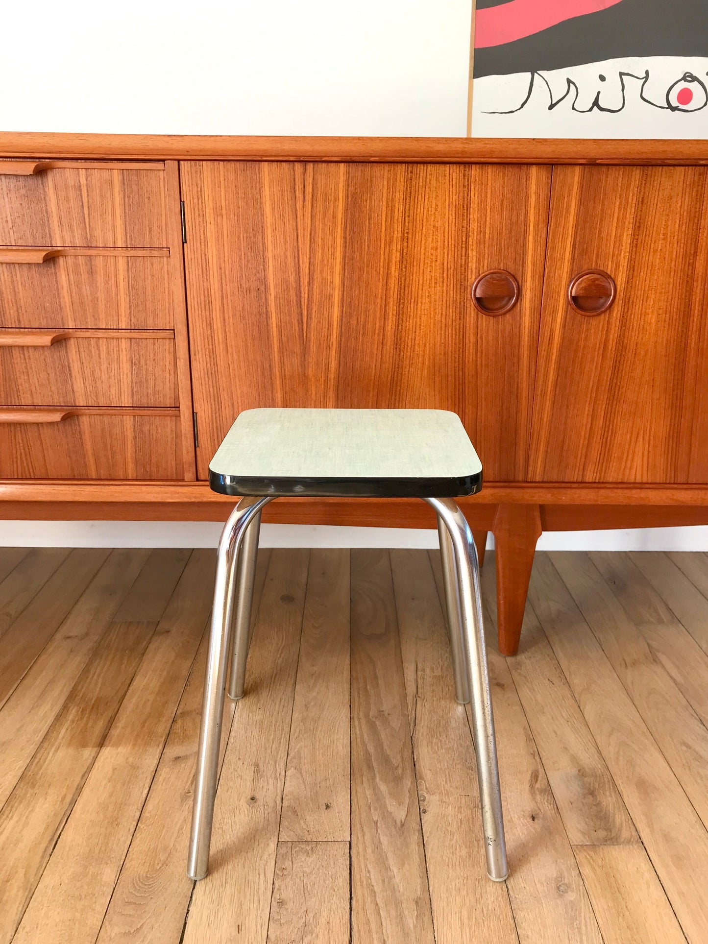 Tabouret en formica vert années 70