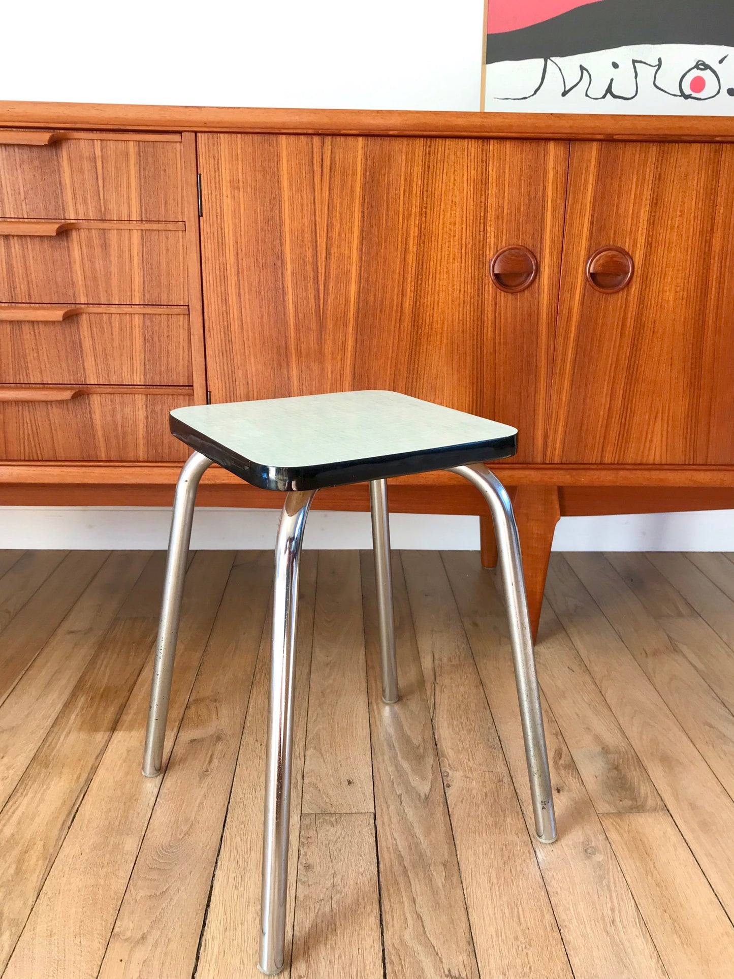 Tabouret en formica vert années 70