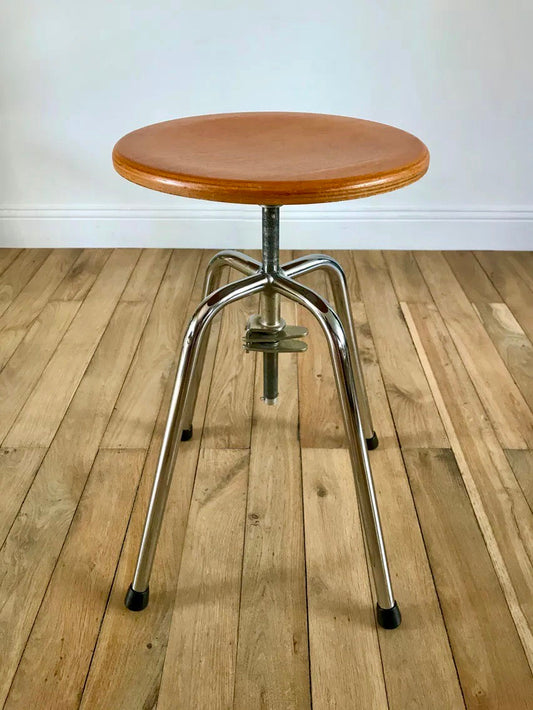 Tabouret d'architecte hauteur réglable signé Jipé Limoges années 1950