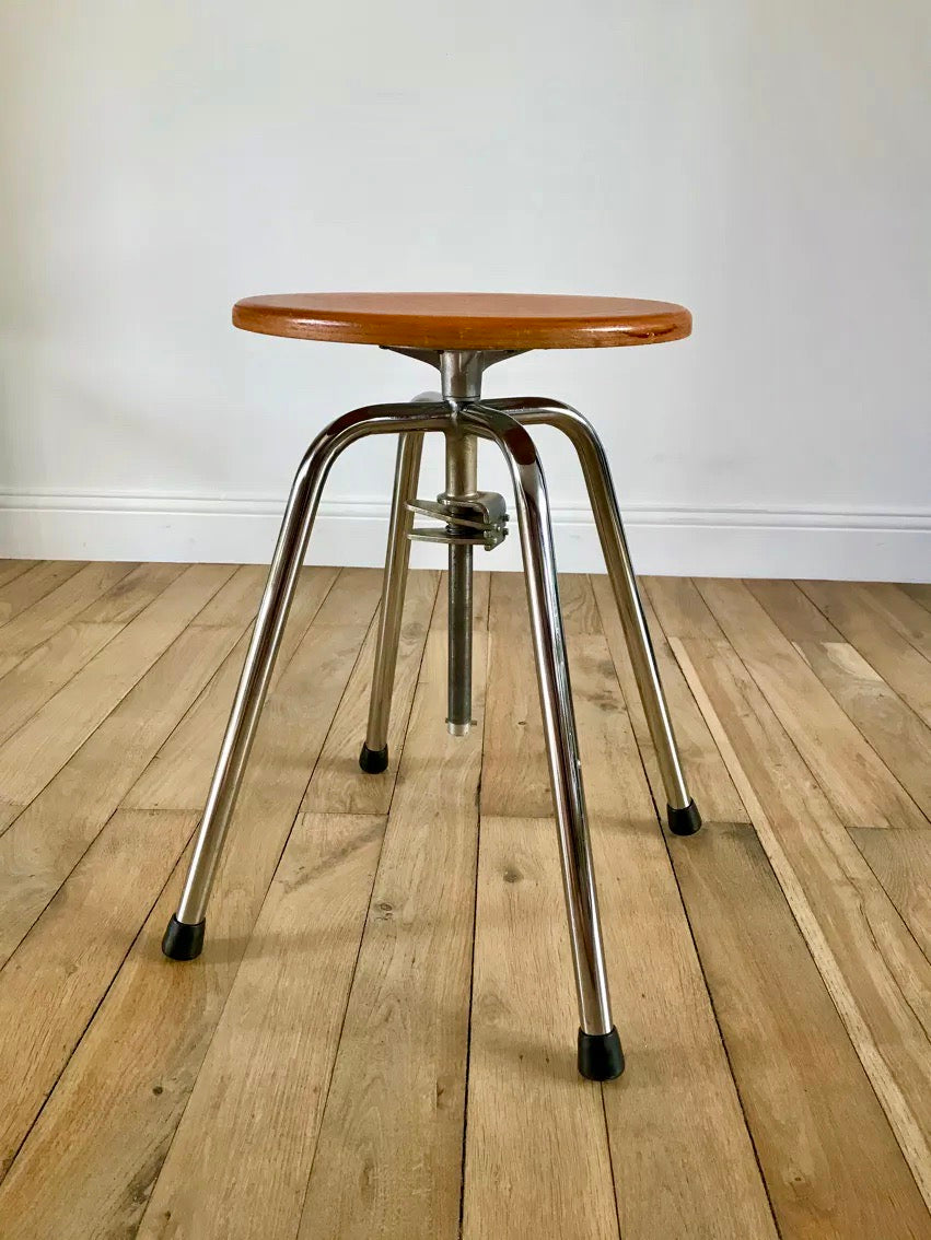 Tabouret d'architecte hauteur réglable signé Jipé Limoges années 1950