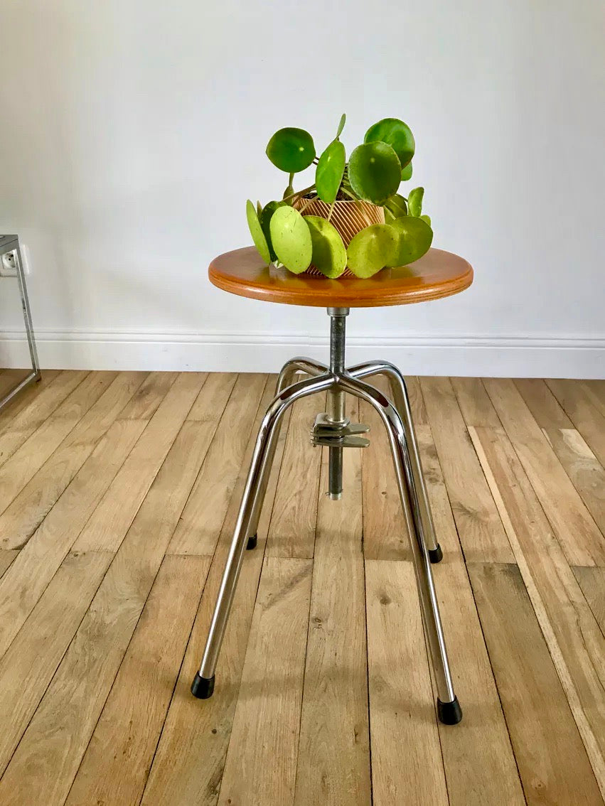 Tabouret d'architecte hauteur réglable signé Jipé Limoges années 1950