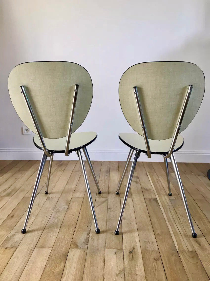 Paire de chaises en formica jaune design années 70