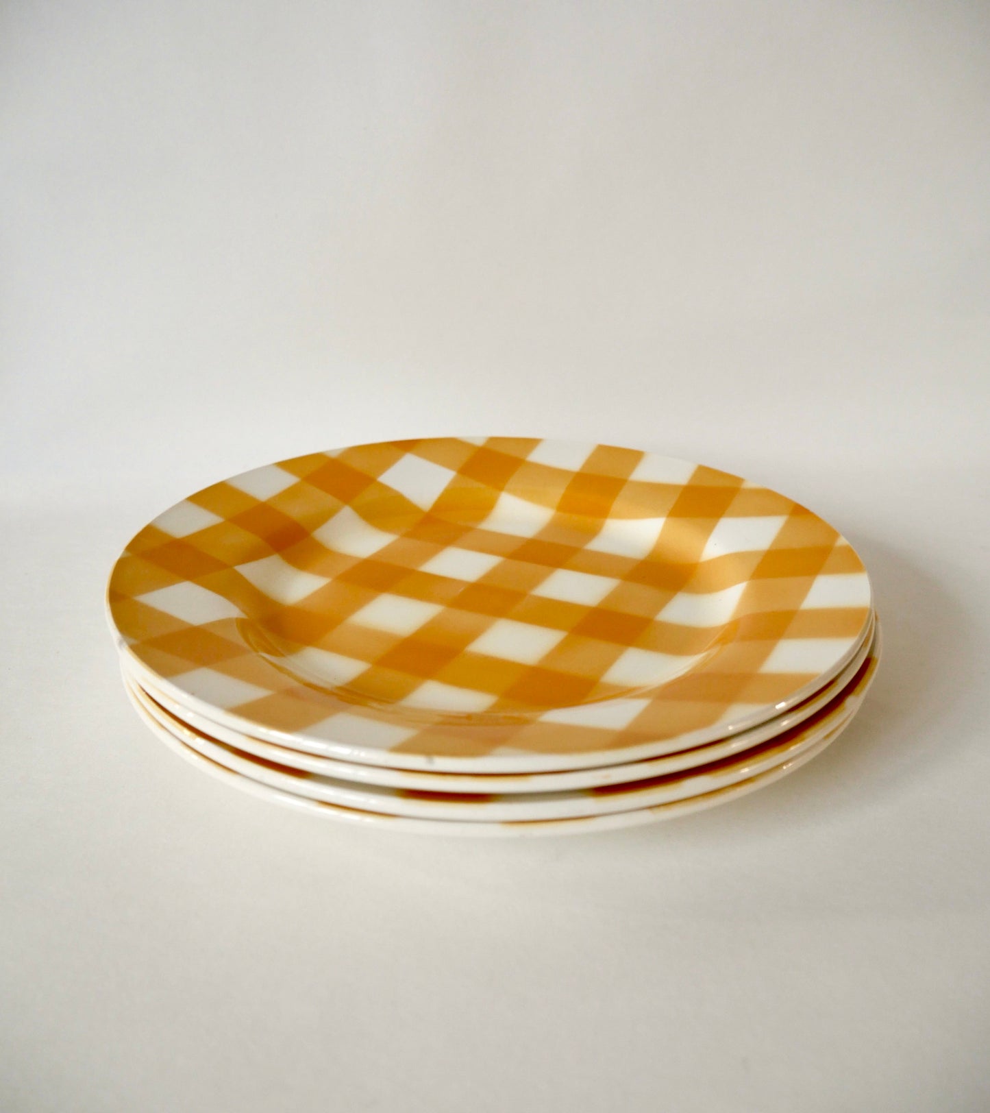 Lot de 4 assiettes plates Digoin Sarreguemines pour Kilt modèle "Écossais" jaune années 50