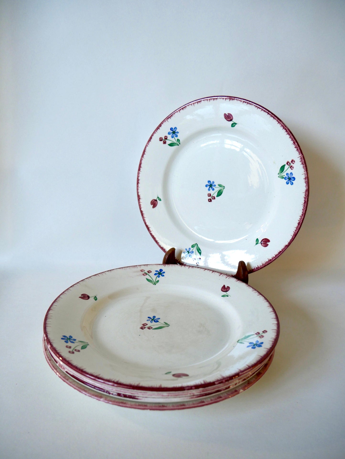 Lot de 5 assiettes plates Badonviller modèle "Dany" années 30-40