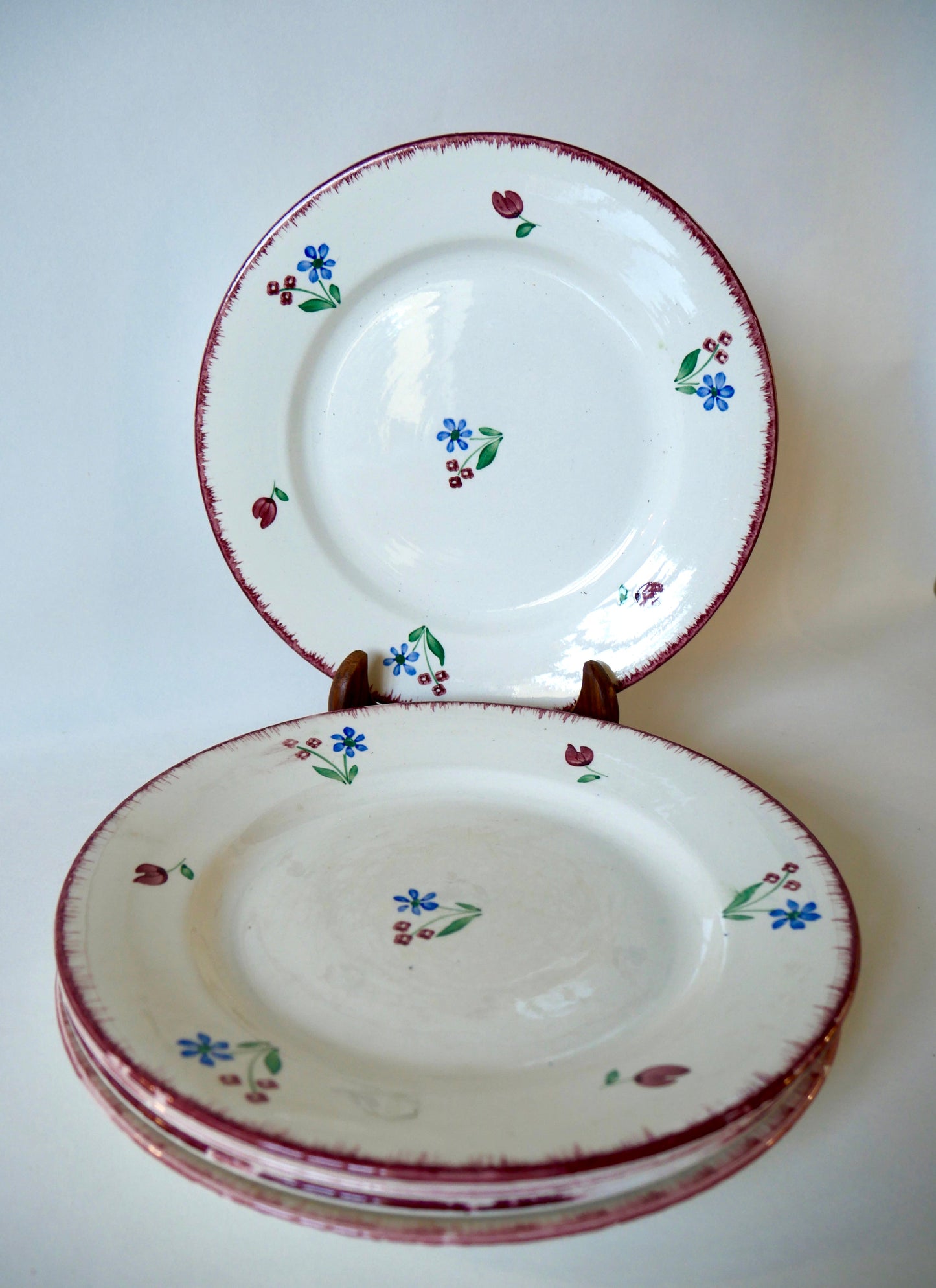 Lot de 5 assiettes plates Badonviller modèle "Dany" années 30-40