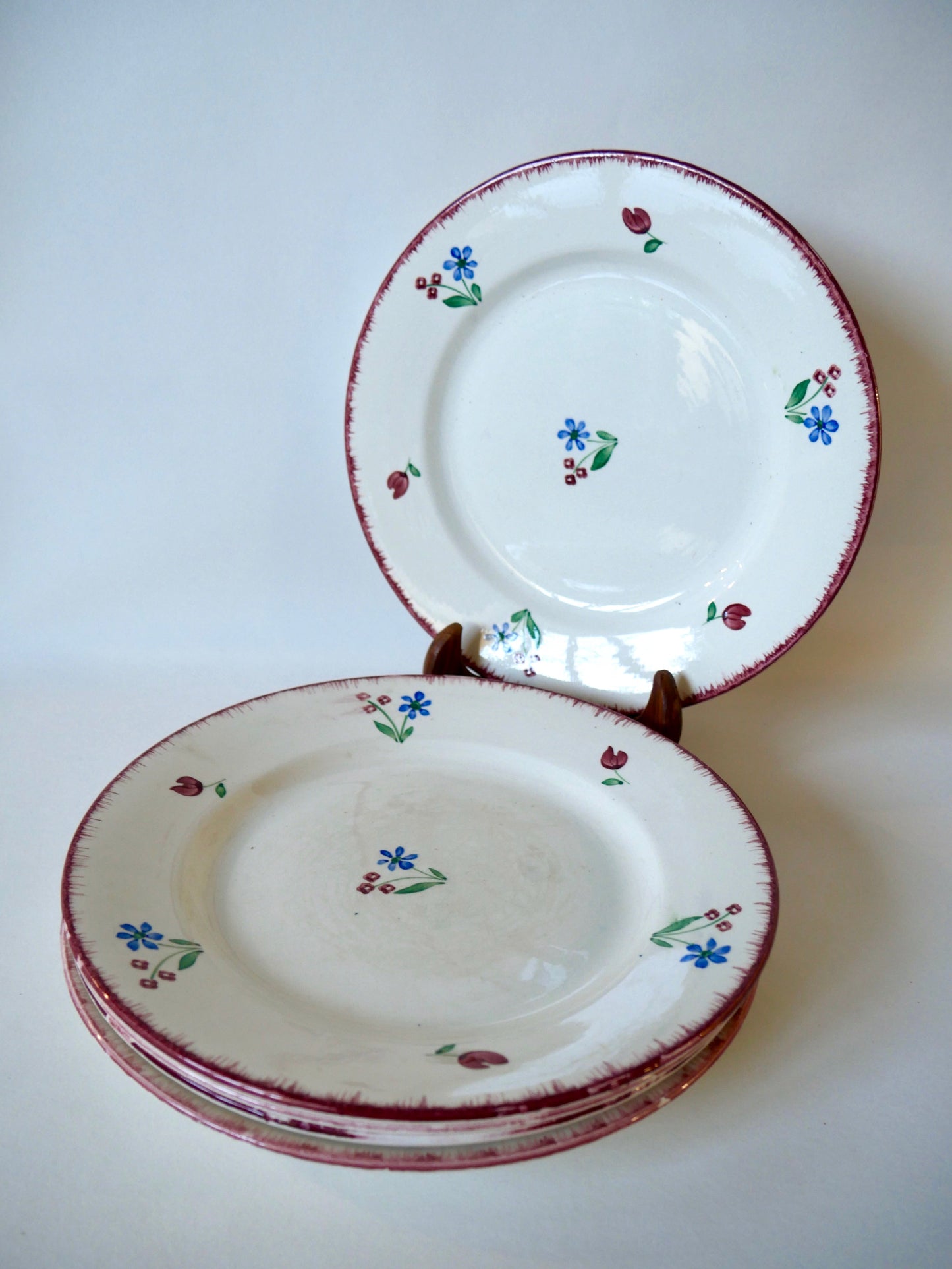 Lot de 5 assiettes plates Badonviller modèle "Dany" années 30-40