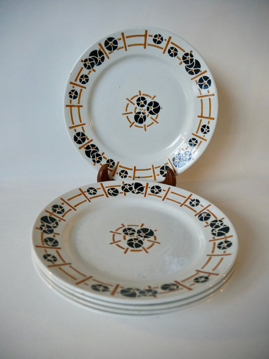 Lot de 5 assiettes plates Péxonne Nymphéas années 30