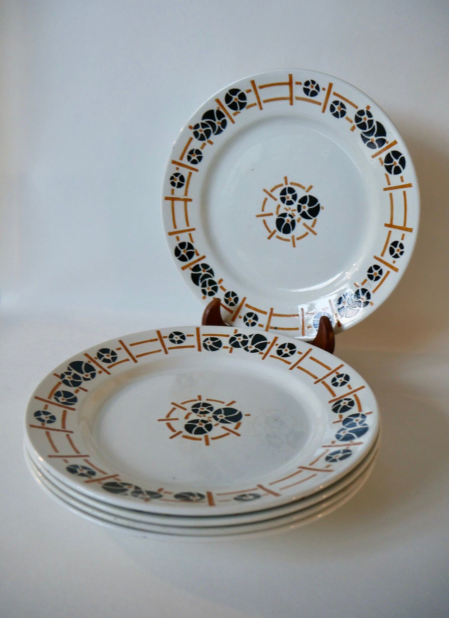 Lot de 5 assiettes plates Péxonne Nymphéas années 30