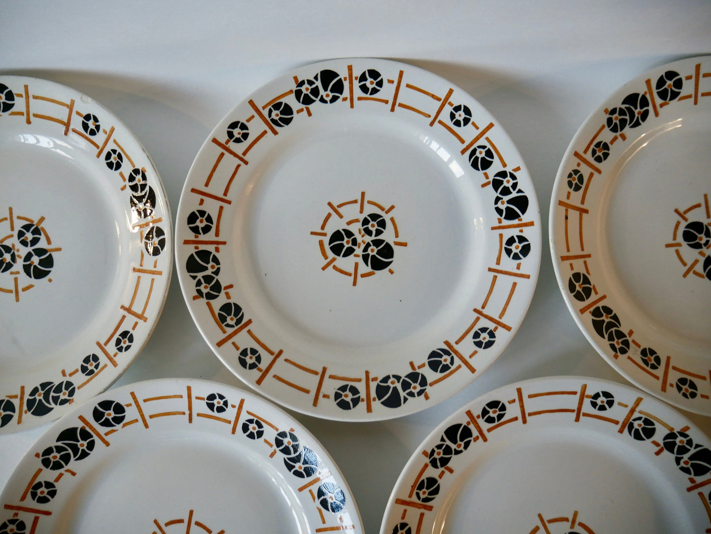 Lot de 5 assiettes plates Péxonne Nymphéas années 30