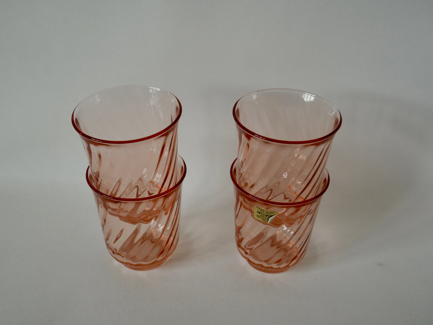 Lot de 4 verres à eau Rosaline Luminarc Arcoroc torsadés années 60-70