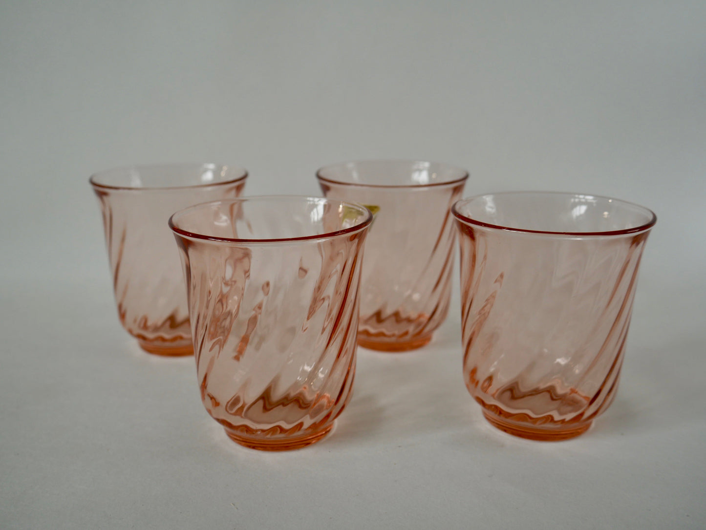 Lot de 4 verres à eau Rosaline Luminarc Arcoroc torsadés années 60-70