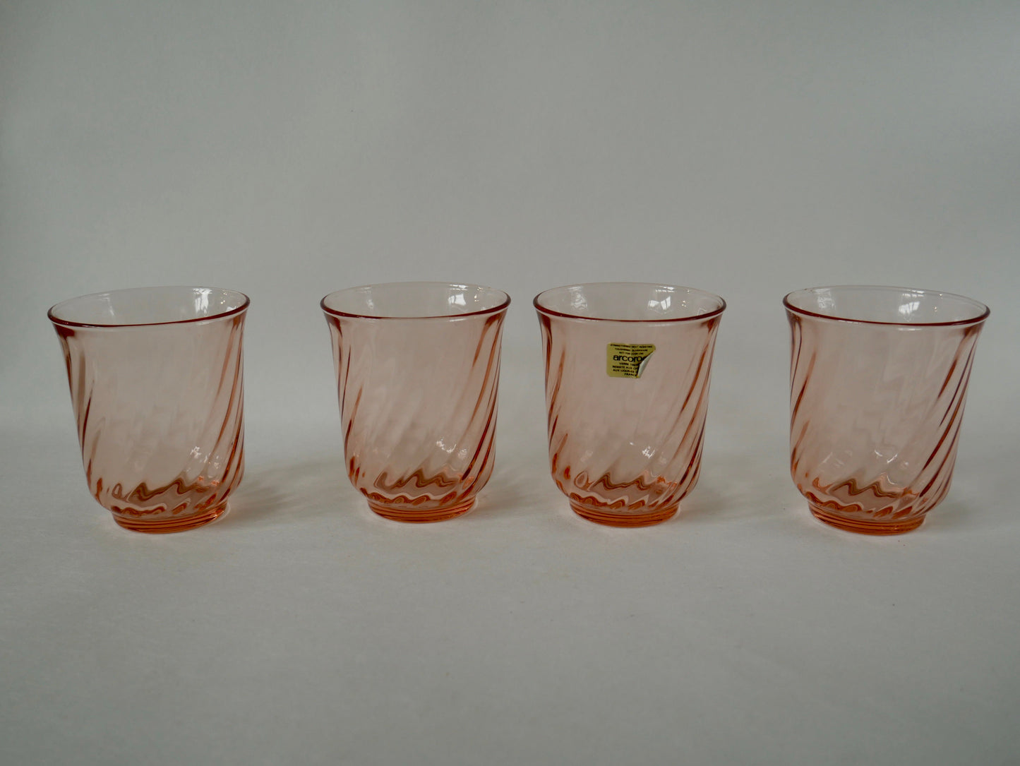 Lot de 4 verres à eau Rosaline Luminarc Arcoroc torsadés années 60-70