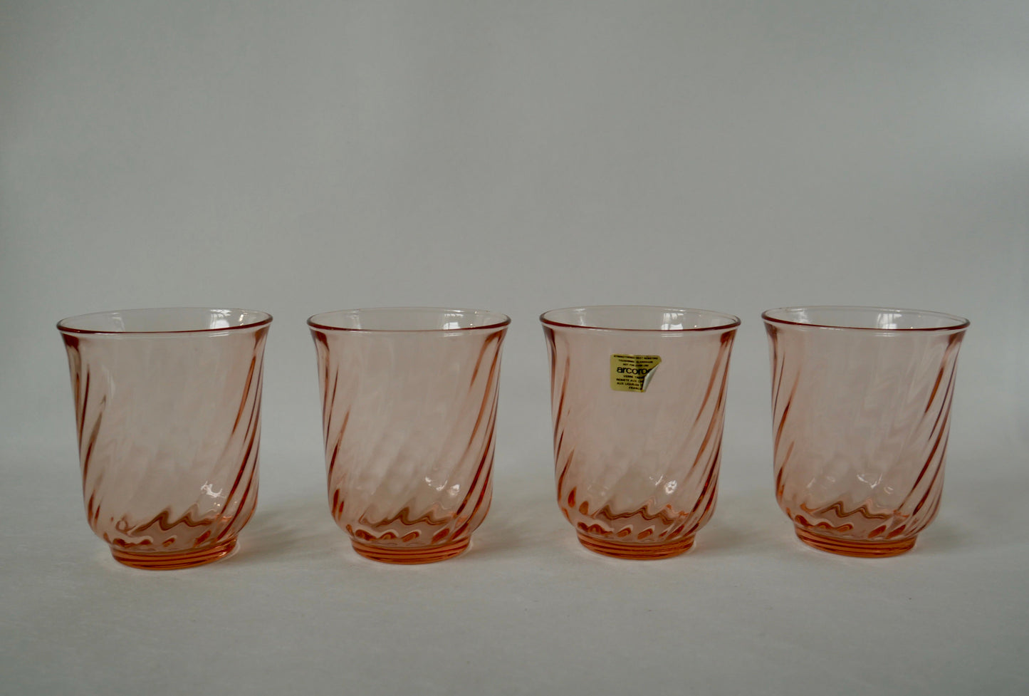 Lot de 4 verres à eau Rosaline Luminarc Arcoroc torsadés années 60-70