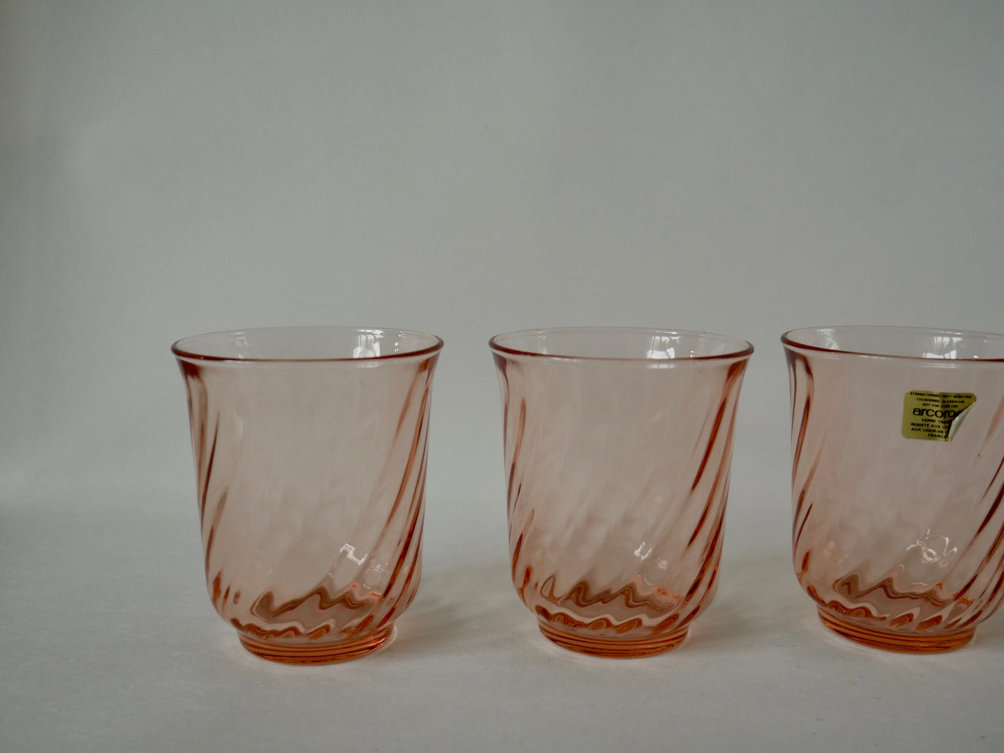 Lot de 4 verres à eau Rosaline Luminarc Arcoroc torsadés années 60-70