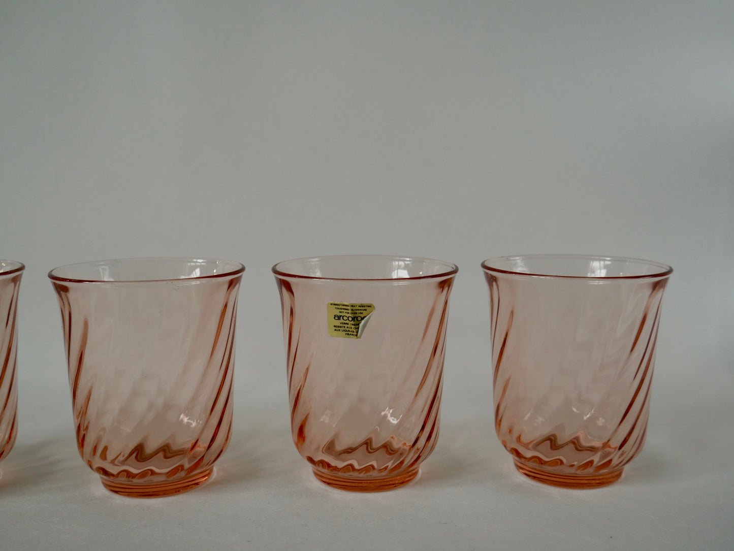 Lot de 4 verres à eau Rosaline Luminarc Arcoroc torsadés années 60-70