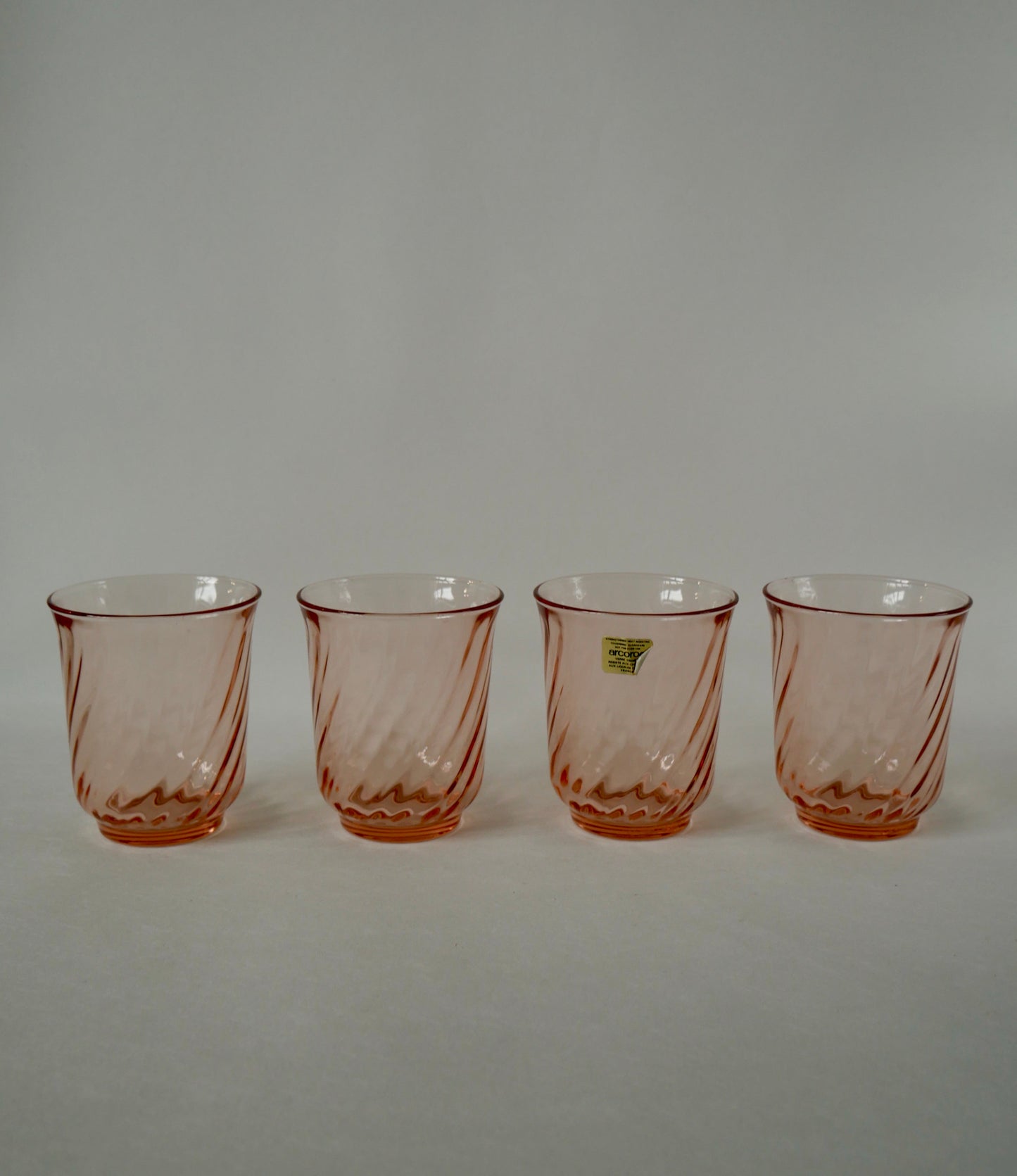 Lot de 4 verres à eau Rosaline Luminarc Arcoroc torsadés années 60-70