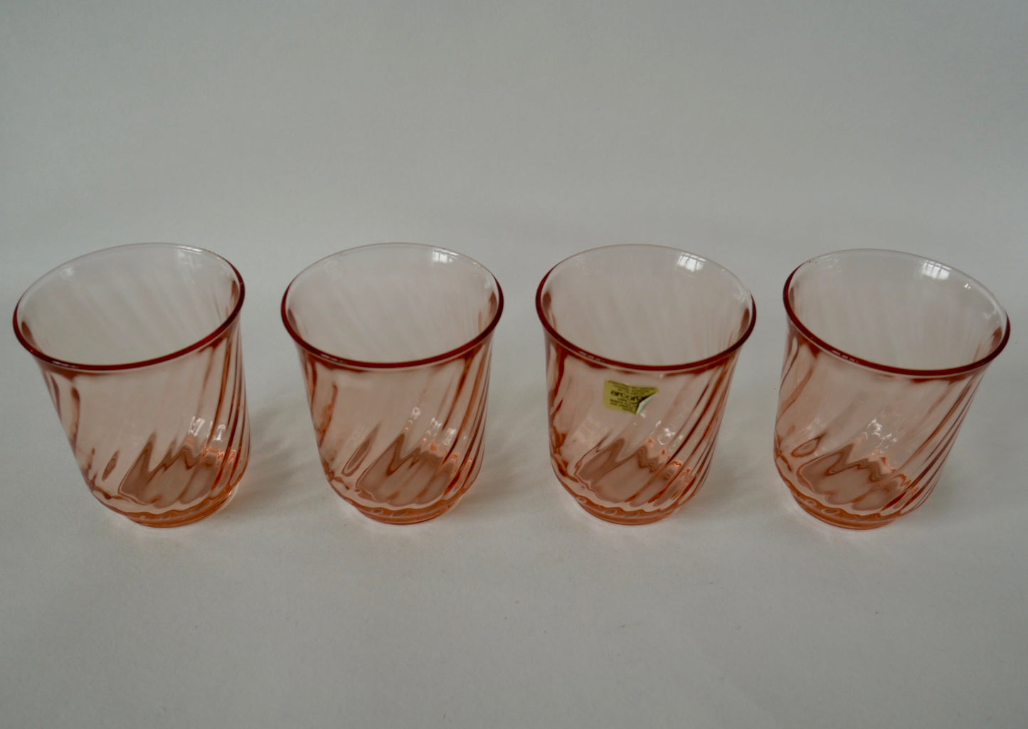 Lot de 4 verres à eau Rosaline Luminarc Arcoroc torsadés années 60-70