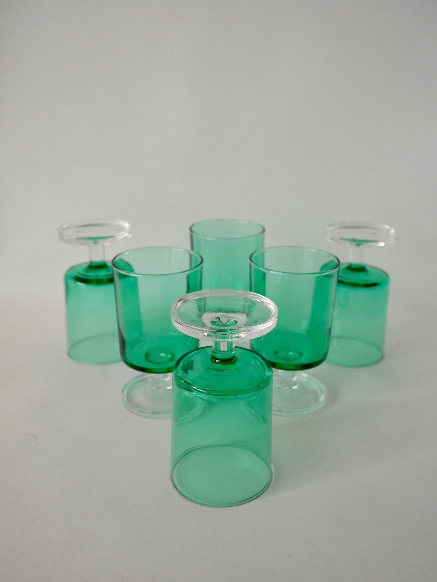 Lot de 6 verres à vin en verre vert Luminarc années 70