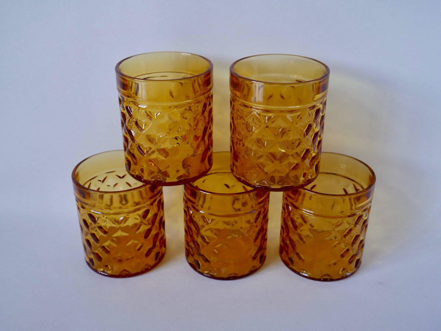 Lot de 5 verres à whisky ambrés années 70