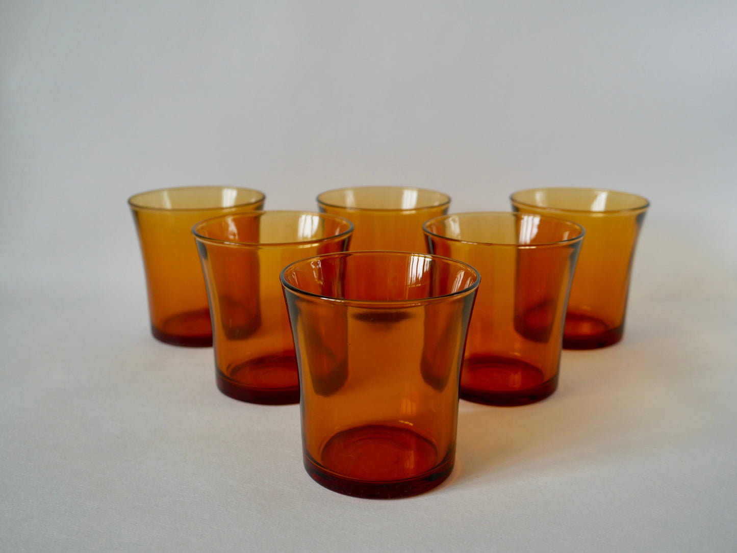 Lot de 6 verres ambrés Duralex années 70