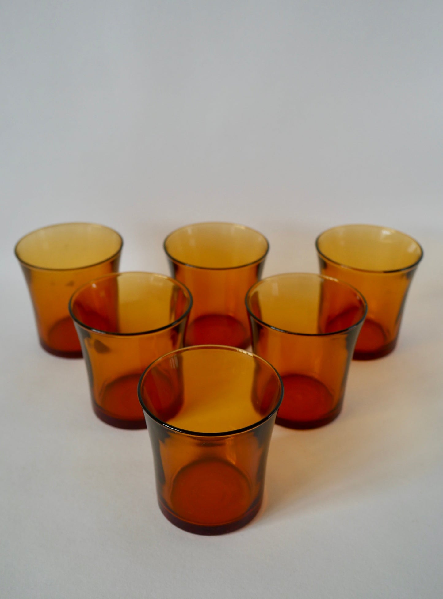 Lot de 6 verres ambrés Duralex années 70