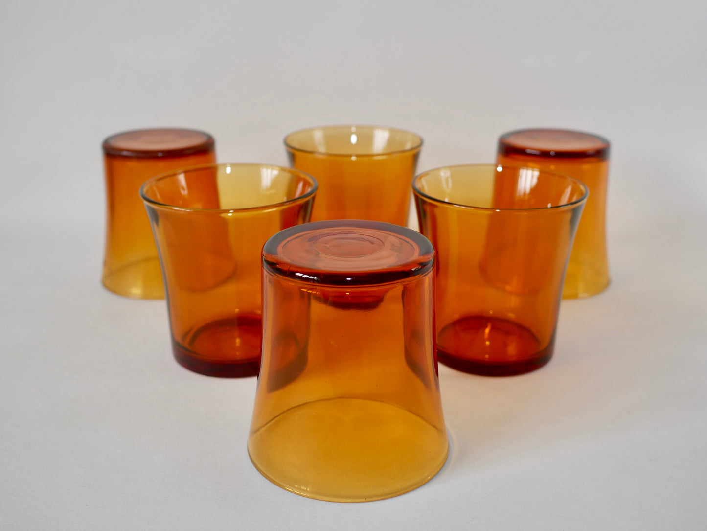 Lot de 6 verres ambrés Duralex années 70