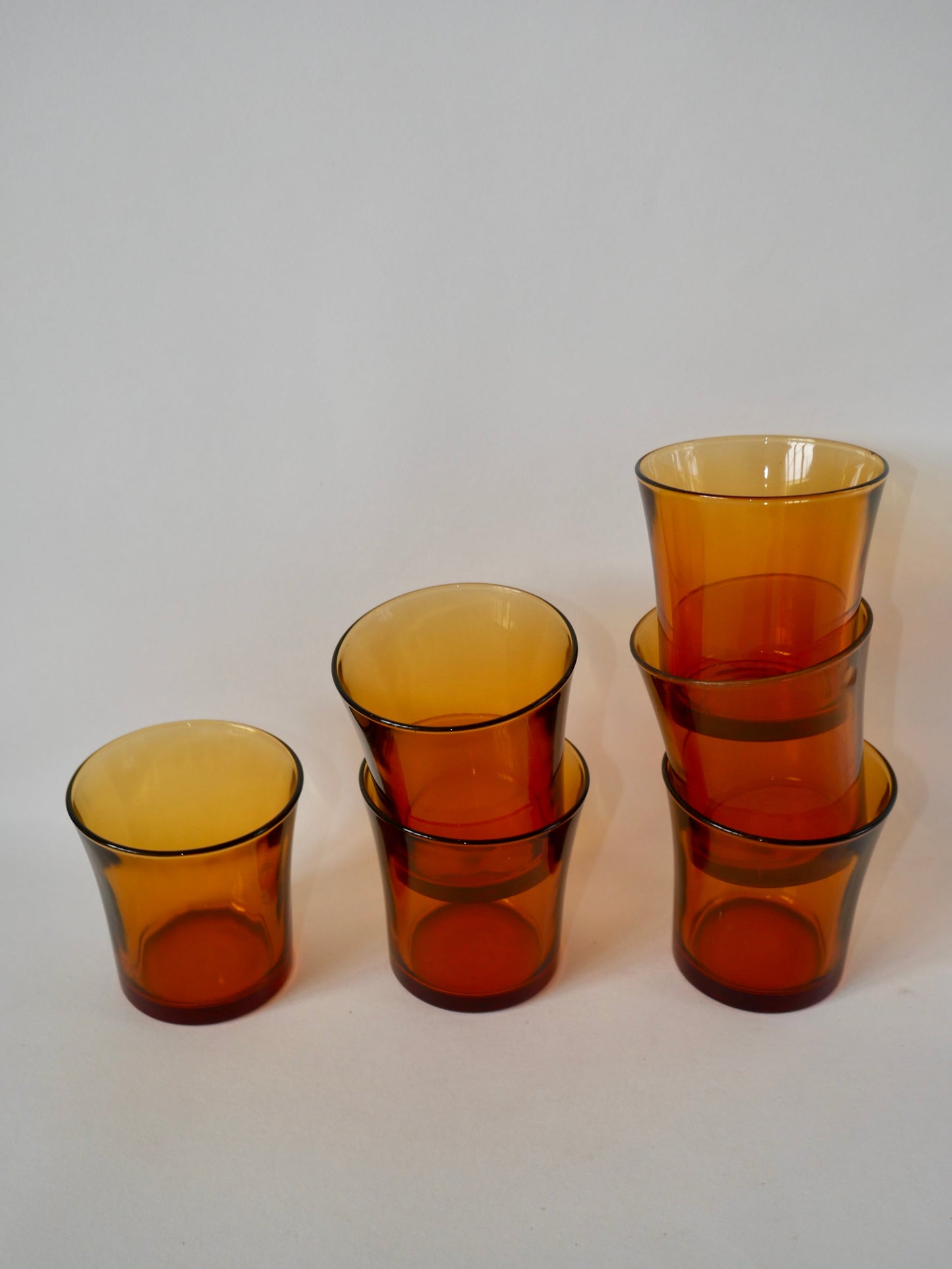 Lot de 6 verres ambrés Duralex années 70