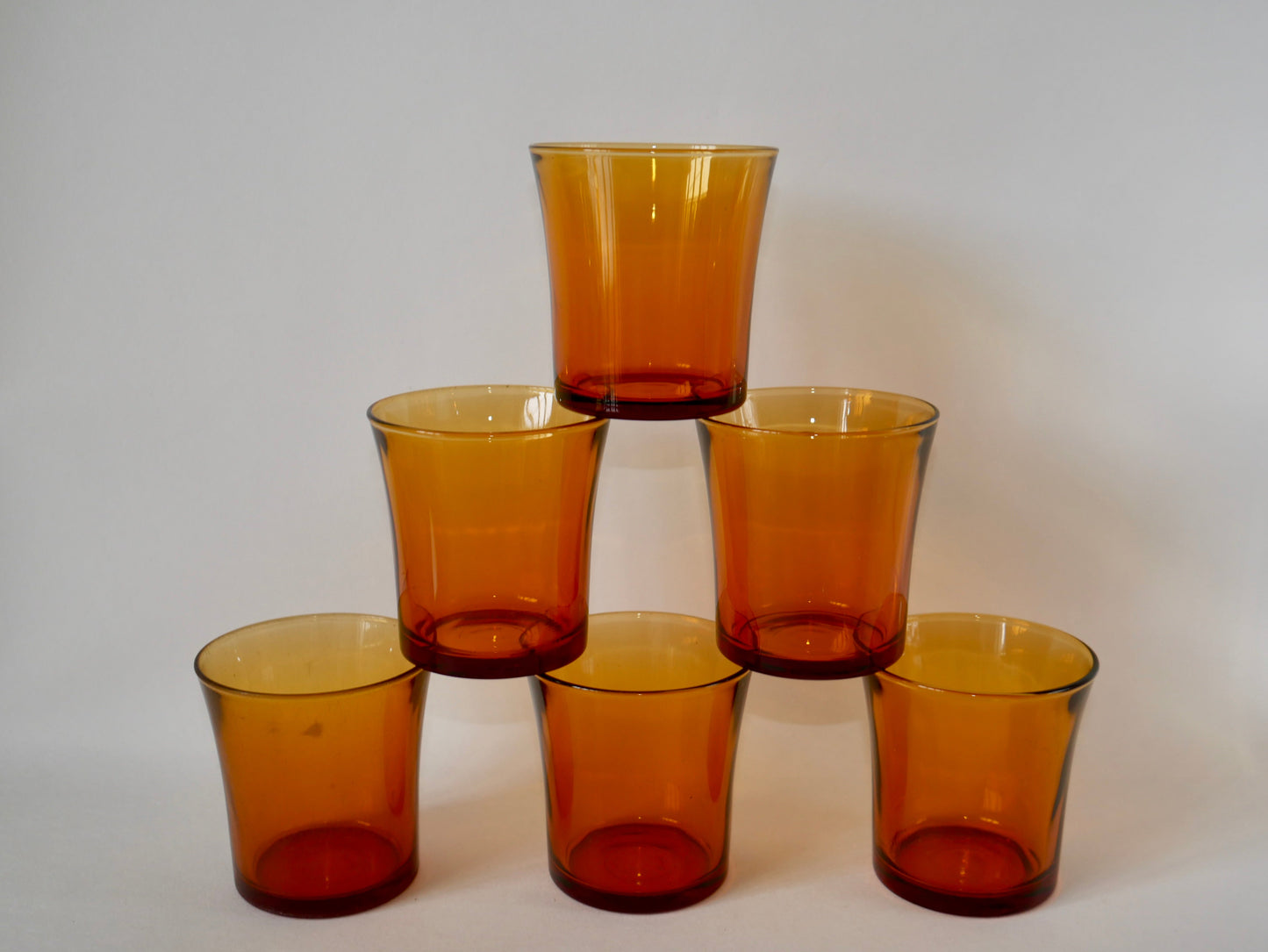 Lot de 6 verres ambrés Duralex années 70