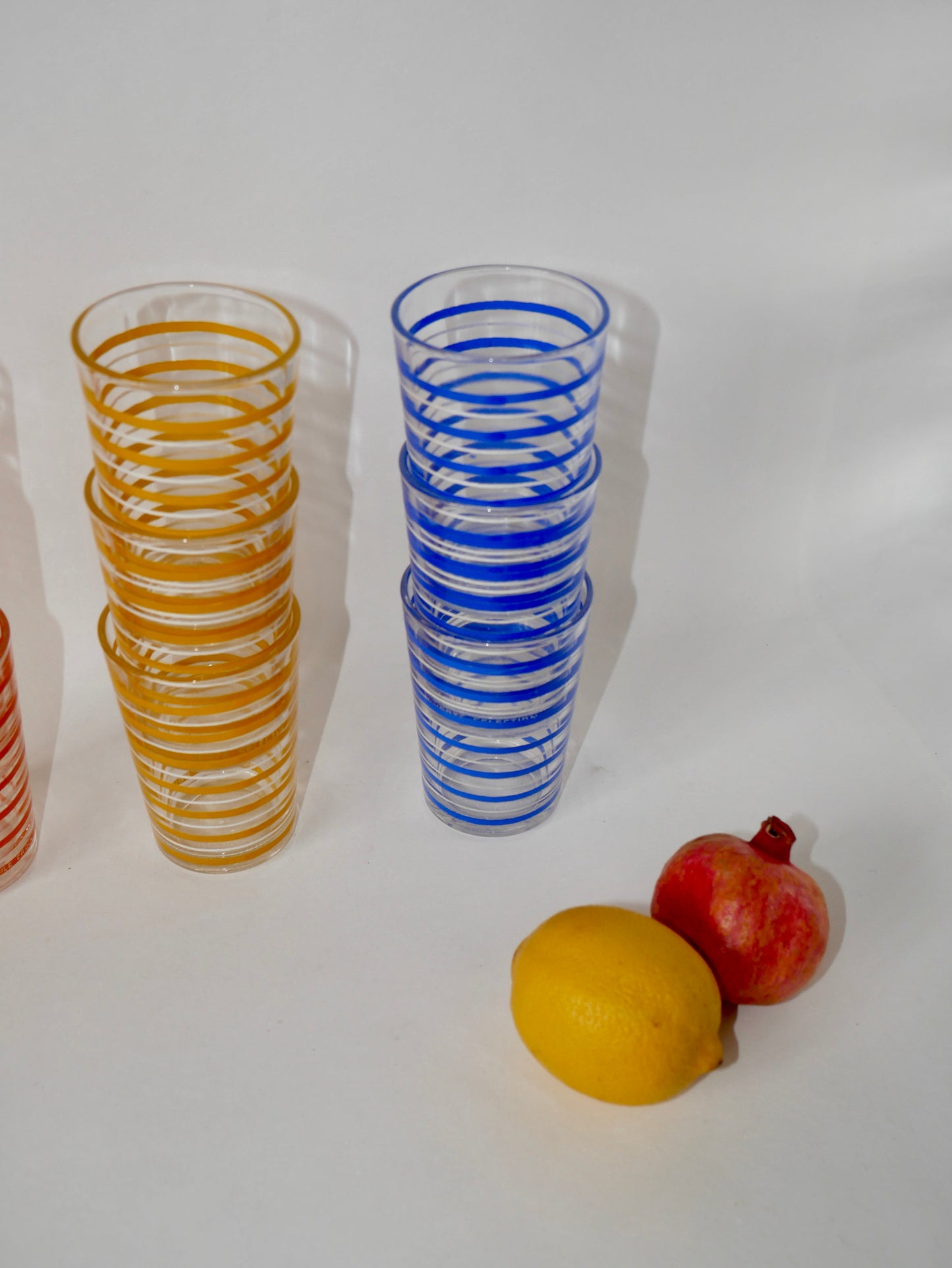 Lot de 9 verres à eau à spirale vintage publicitaires années 70