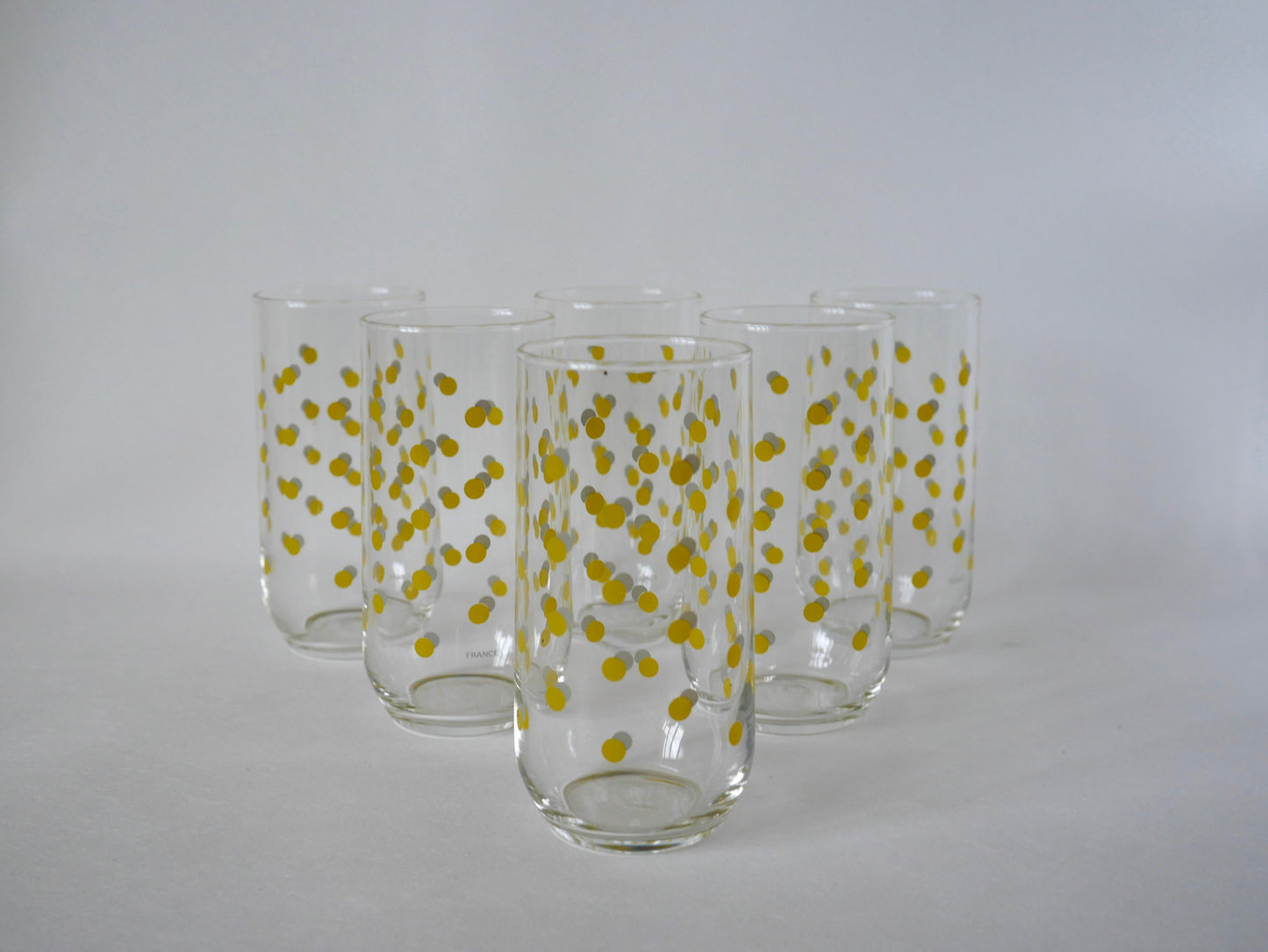 Lot de 6 verres à poids jaunes Made in France années 70