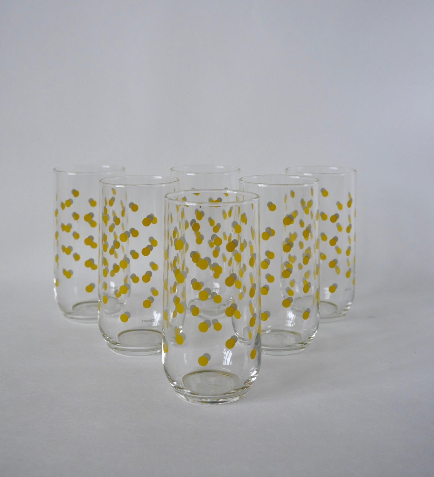 Lot de 6 verres à poids jaunes Made in France années 70