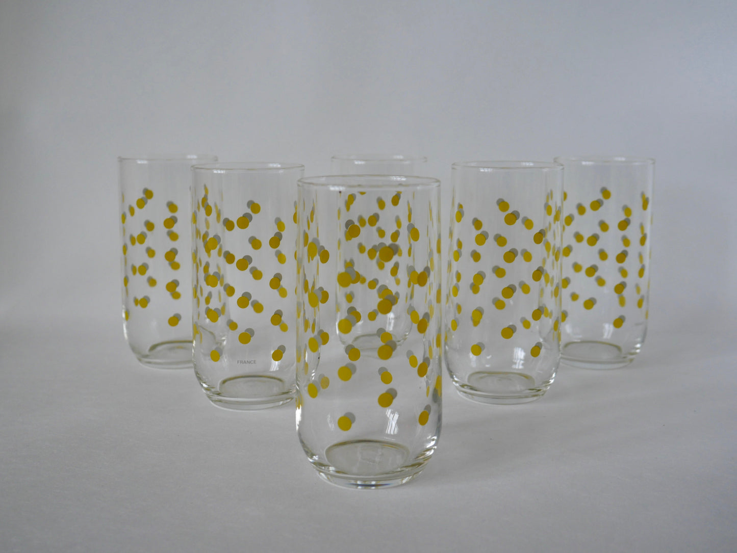 Lot de 6 verres à poids jaunes Made in France années 70