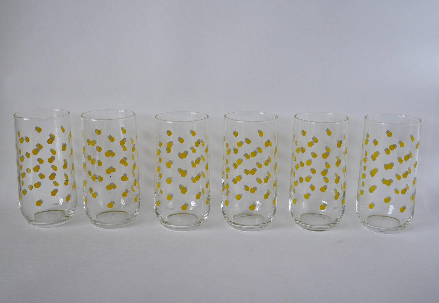 Lot de 6 verres à poids jaunes Made in France années 70