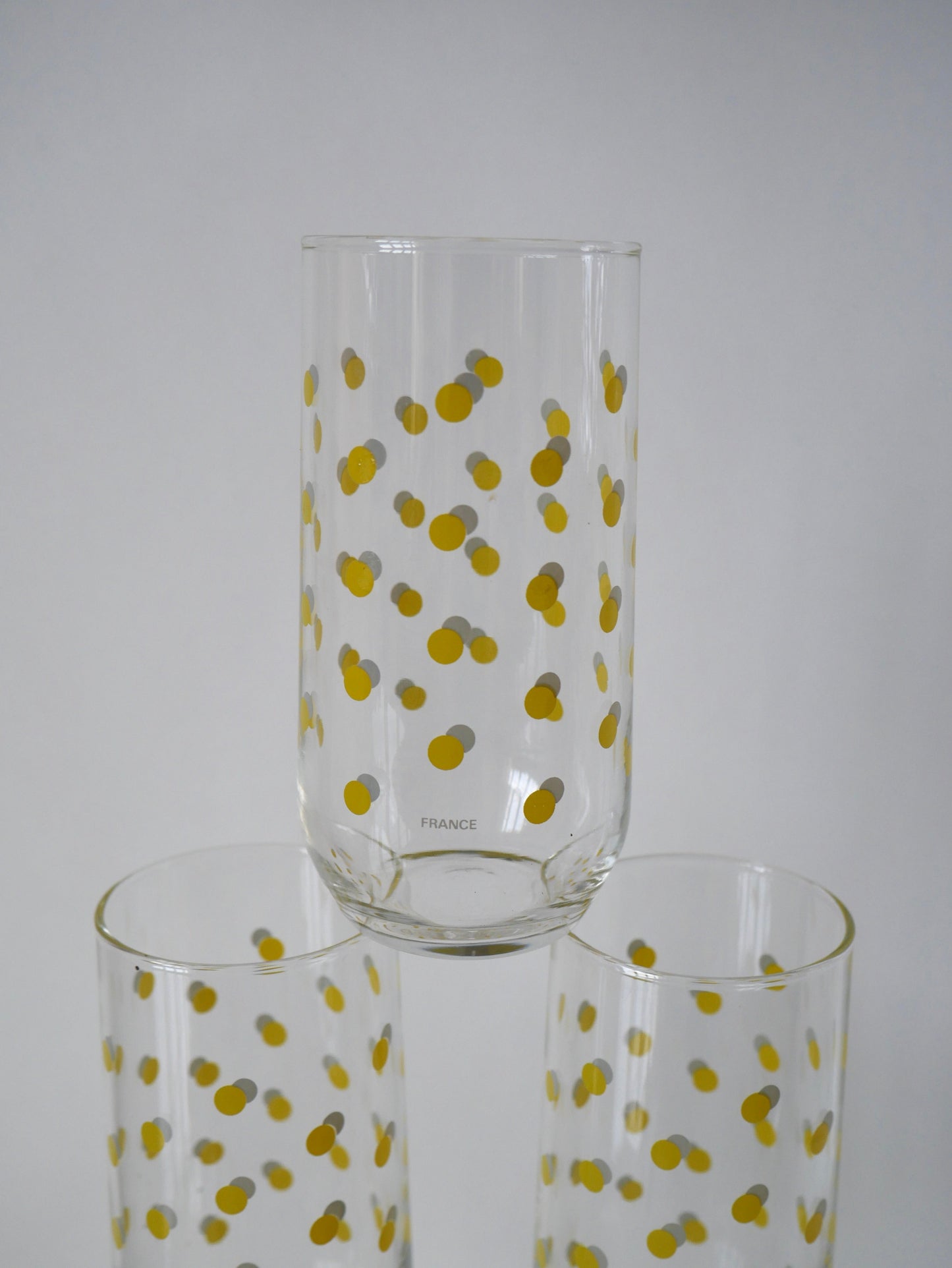 Lot de 6 verres à poids jaunes Made in France années 70