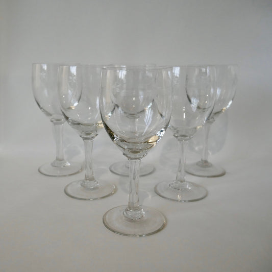 Ensemble de 6 verres vin en cristal gravé années 30-40